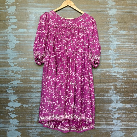 Natalie Martin Haley Dress 100% Silk Pink Floral Tassel Boho Preppy Womens XS - Picture 2 of 8